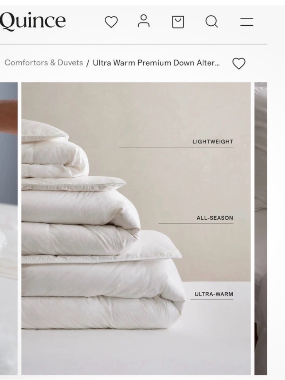 Quince Ultra-Warm Comforter in White NWT King